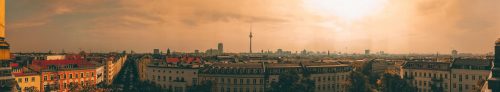 Skyline von Berlin bei Sonnenuntergang